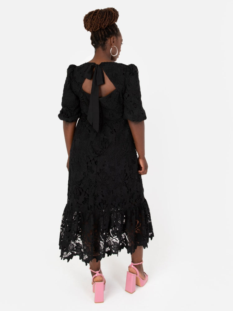 Maya Floral Lace Midaxi Dress
