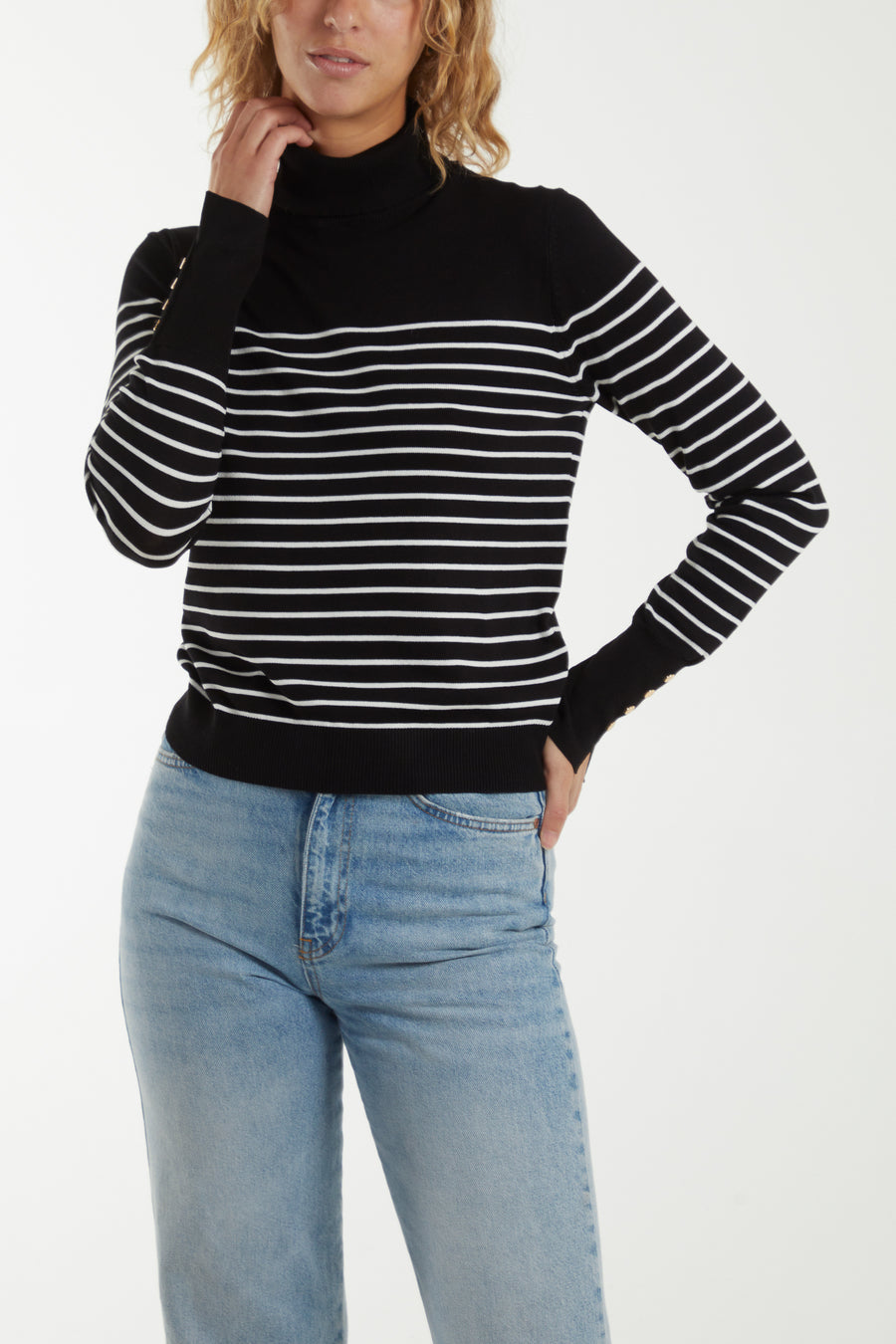 Button Cuff Stripe Jumper