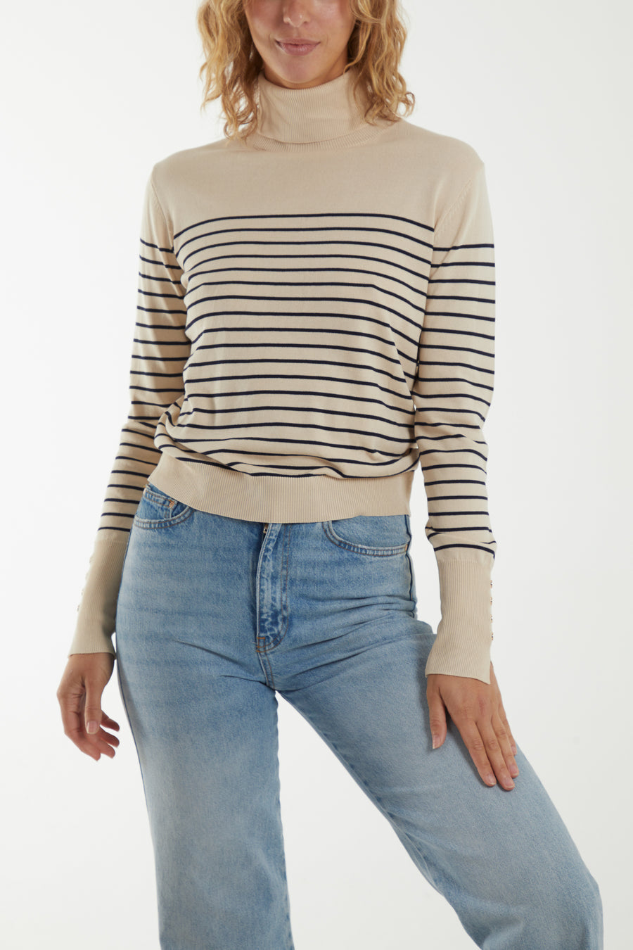 Button Cuff Stripe Jumper