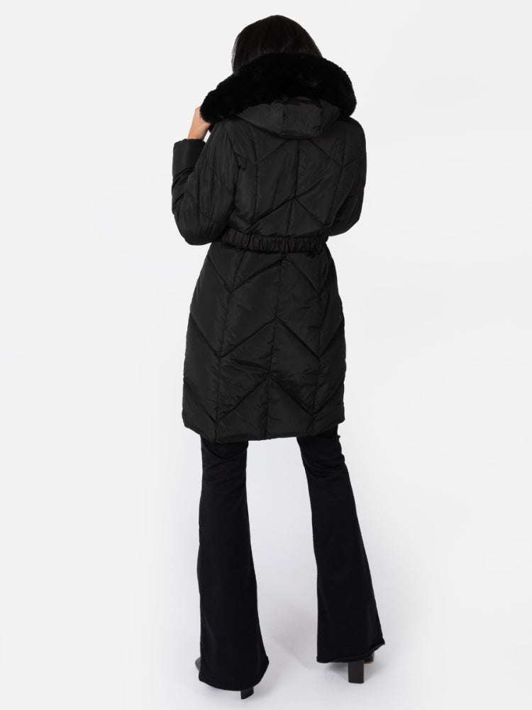 Lovedrobe Chevron Hooded Puffer Coat