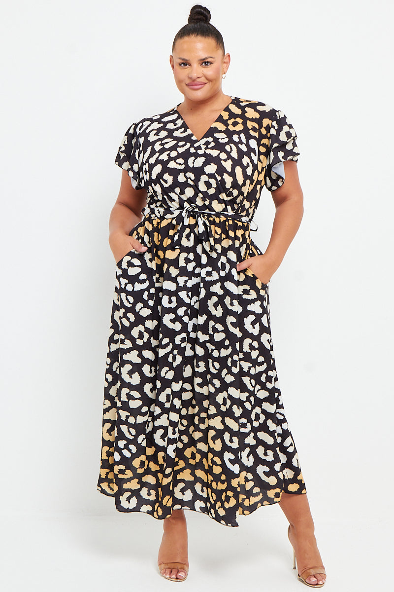 Wrap Maxi Dress With Frill Sleeve