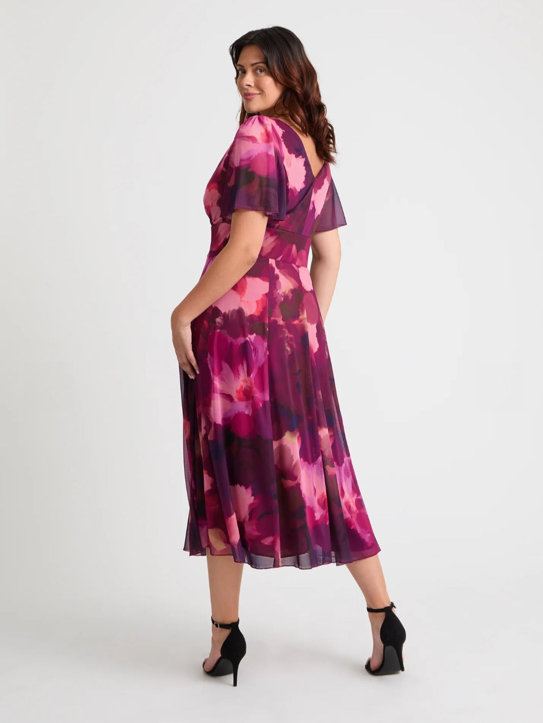 Scarlett & Jo Petite Wine Pink Midi Dress