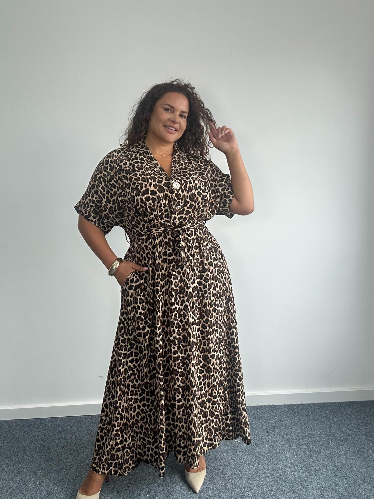 Gold Button Maxi Dress With Belt