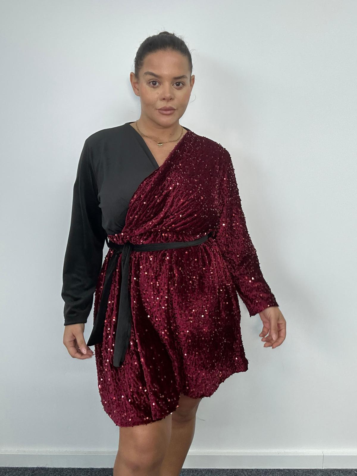 Half Sequin Mini Dress