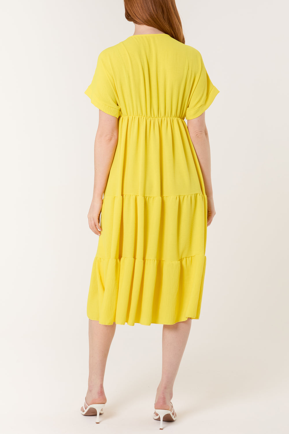 V-Neck Tiered Midi Dress