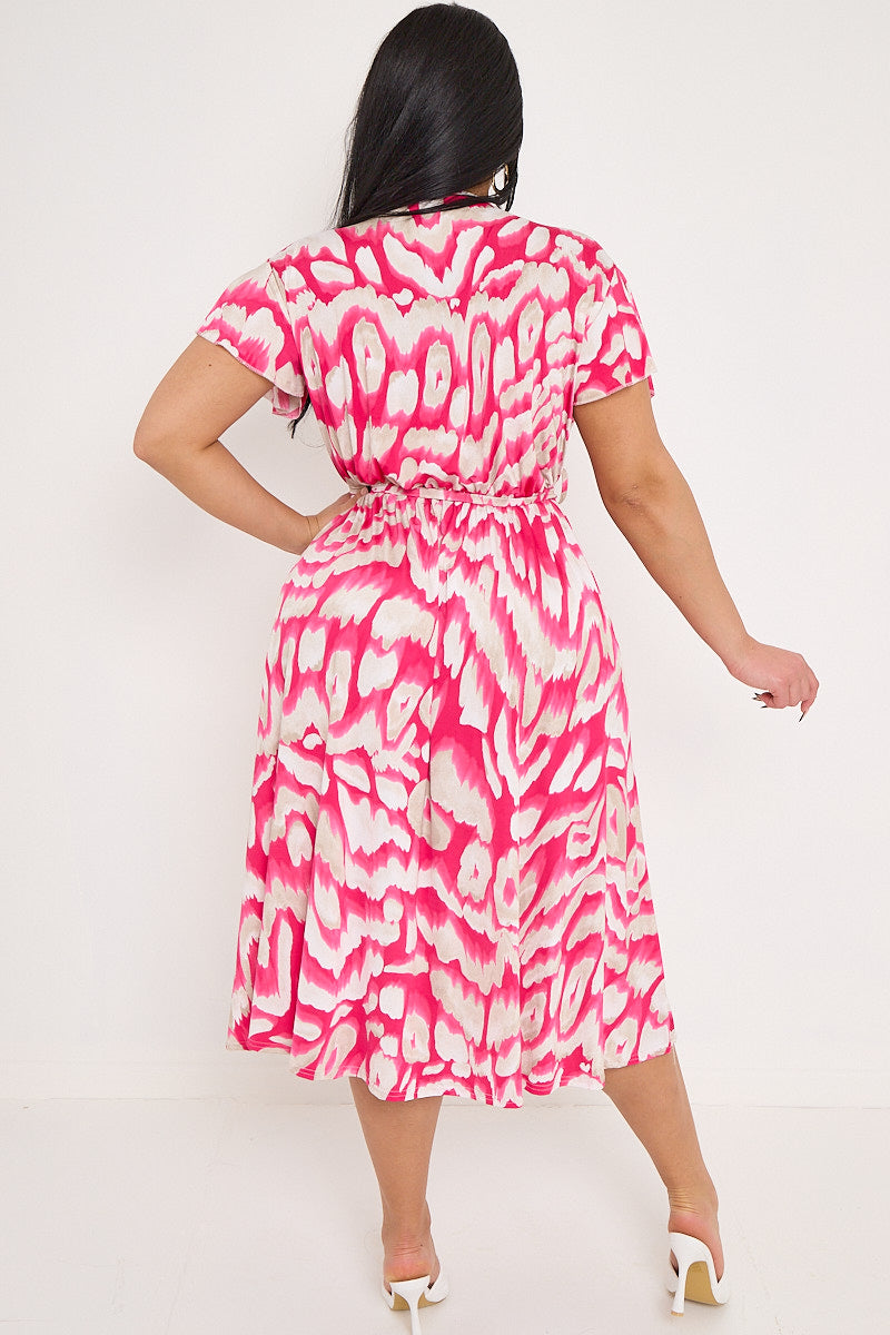 Short Sleeve Wrap Dress with Pockets