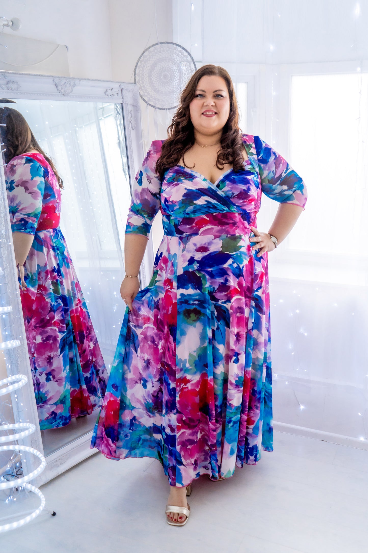 Scarlett & Jo Elizabeth Blue Pink Maxi Dress