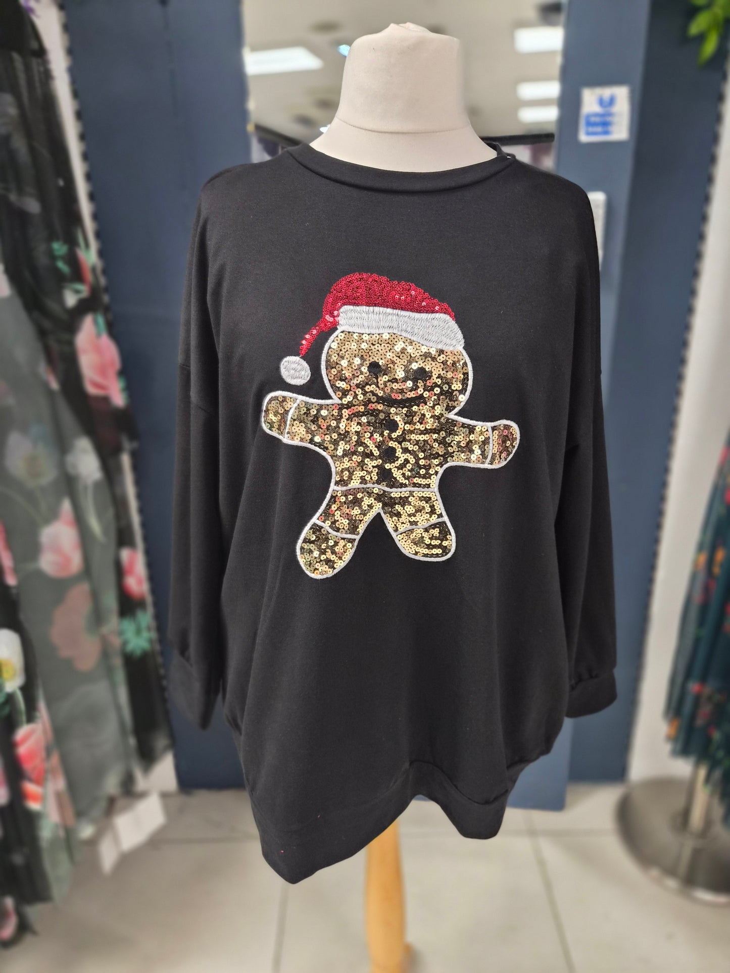 Sequin Gingerbread Man Christmas Jumper