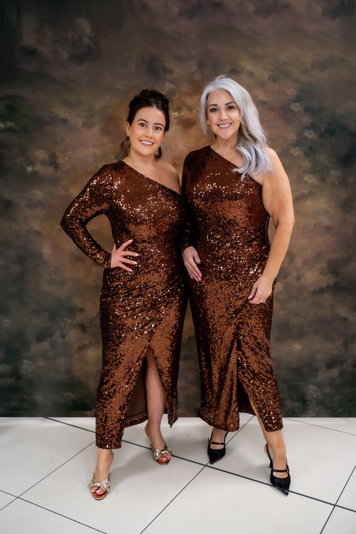 Maya Brown One Sleeve Embellished Midaxi Dress