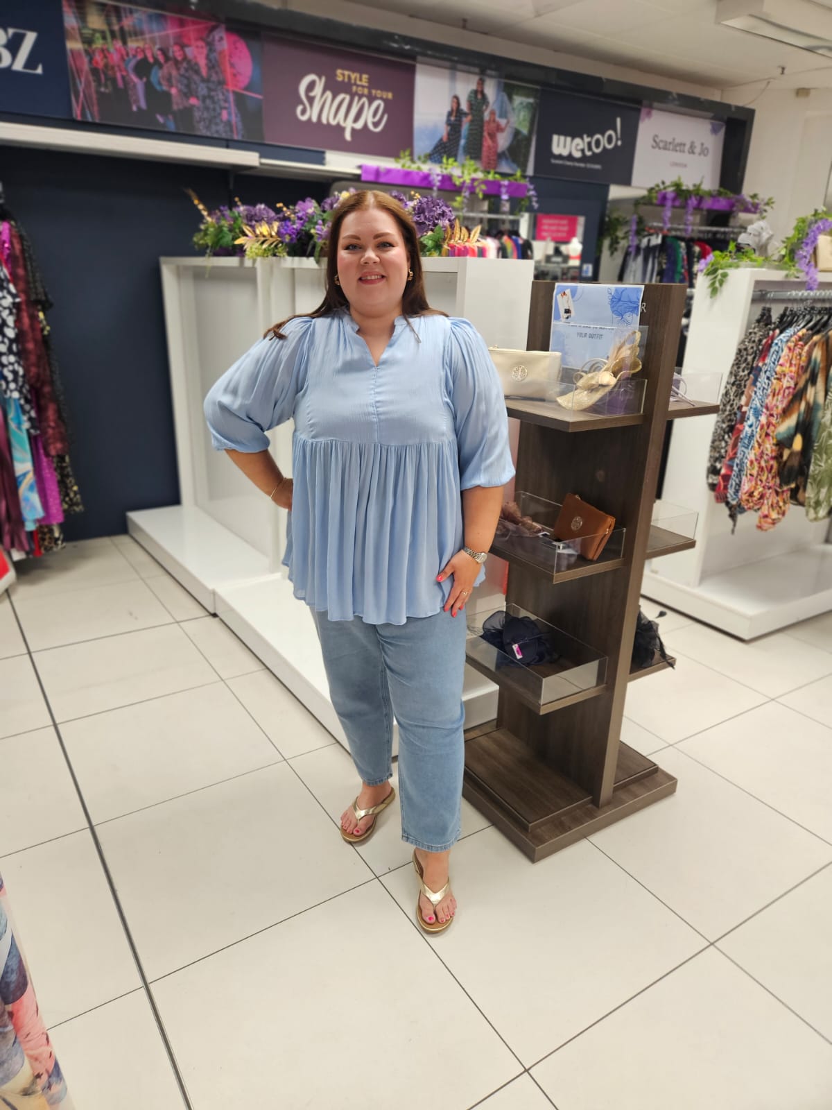 Abstract Leaf Open Collar Tunic Top
