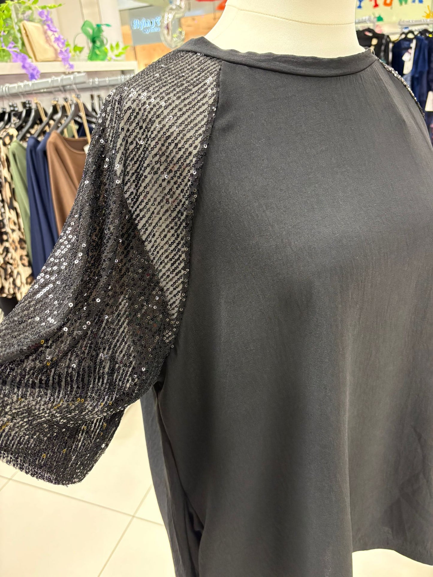 Sequin Sleeve Top