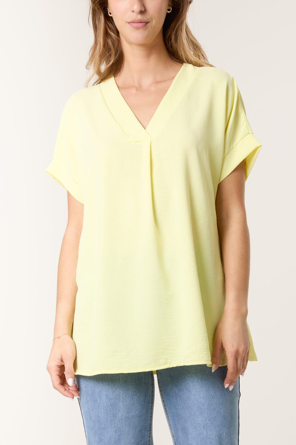 Floaty V Neck Short Sleeve Top