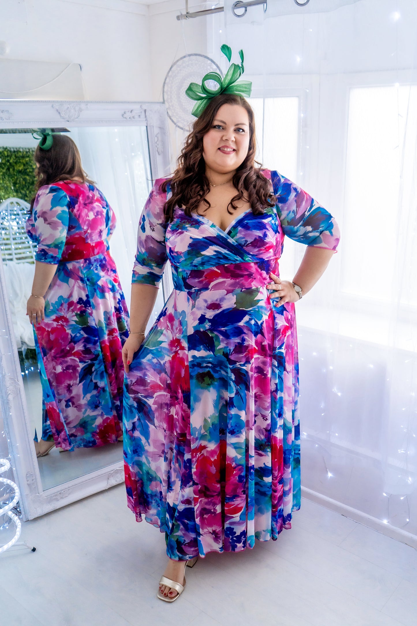 Scarlett & Jo Elizabeth Blue Pink Maxi Dress