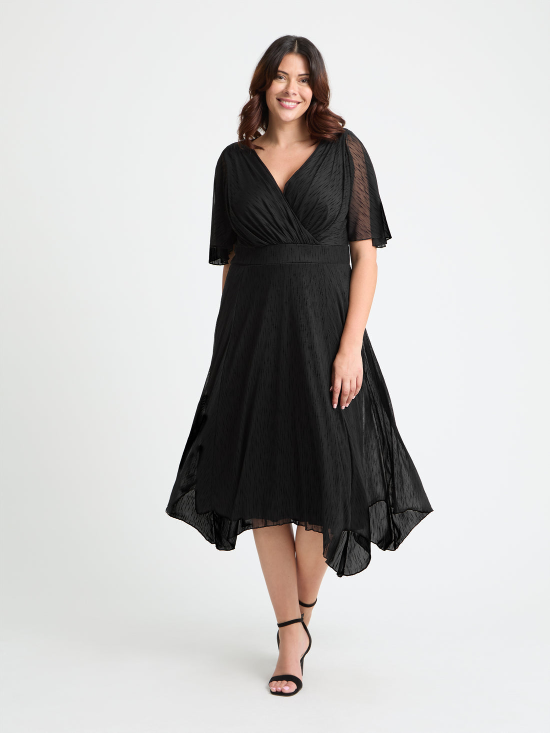 Scarlett & Jo Julie Black Graphic Velvet Flock Hank Hem Dress