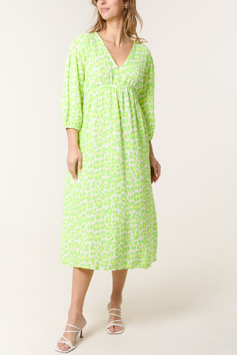 Leopard Cheesecloth Midi Dress