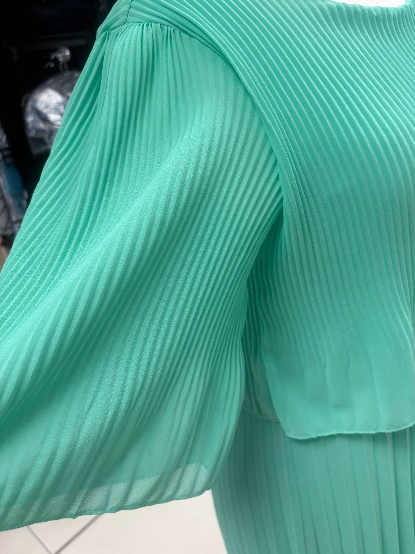Pleated Midi Dress With Floaty Sleeves