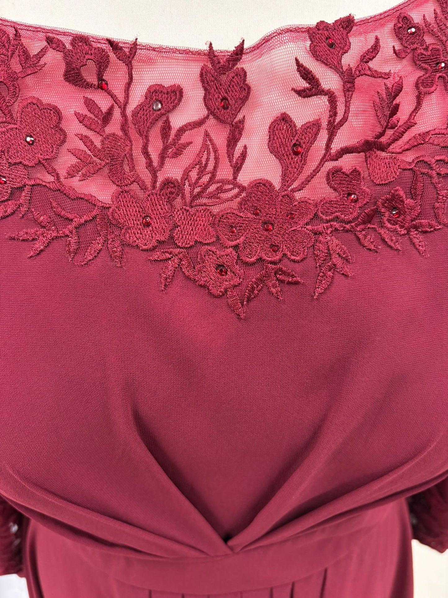 Gino Cerruti Burgundy Embroidered MOB Dress