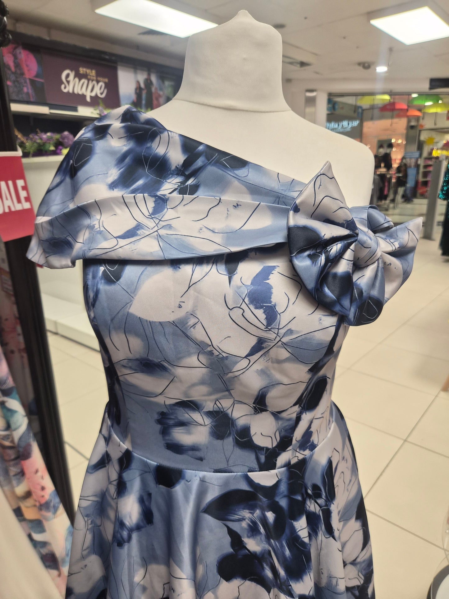 Gino Cerruti Satin Crepe Print MOB/MOG High Low Dress