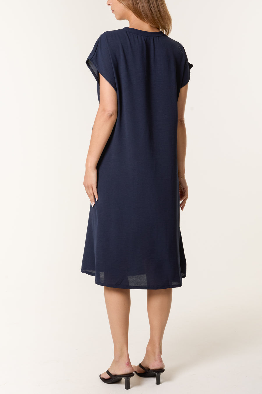 Short Sleeve Tie Front Midi Dress