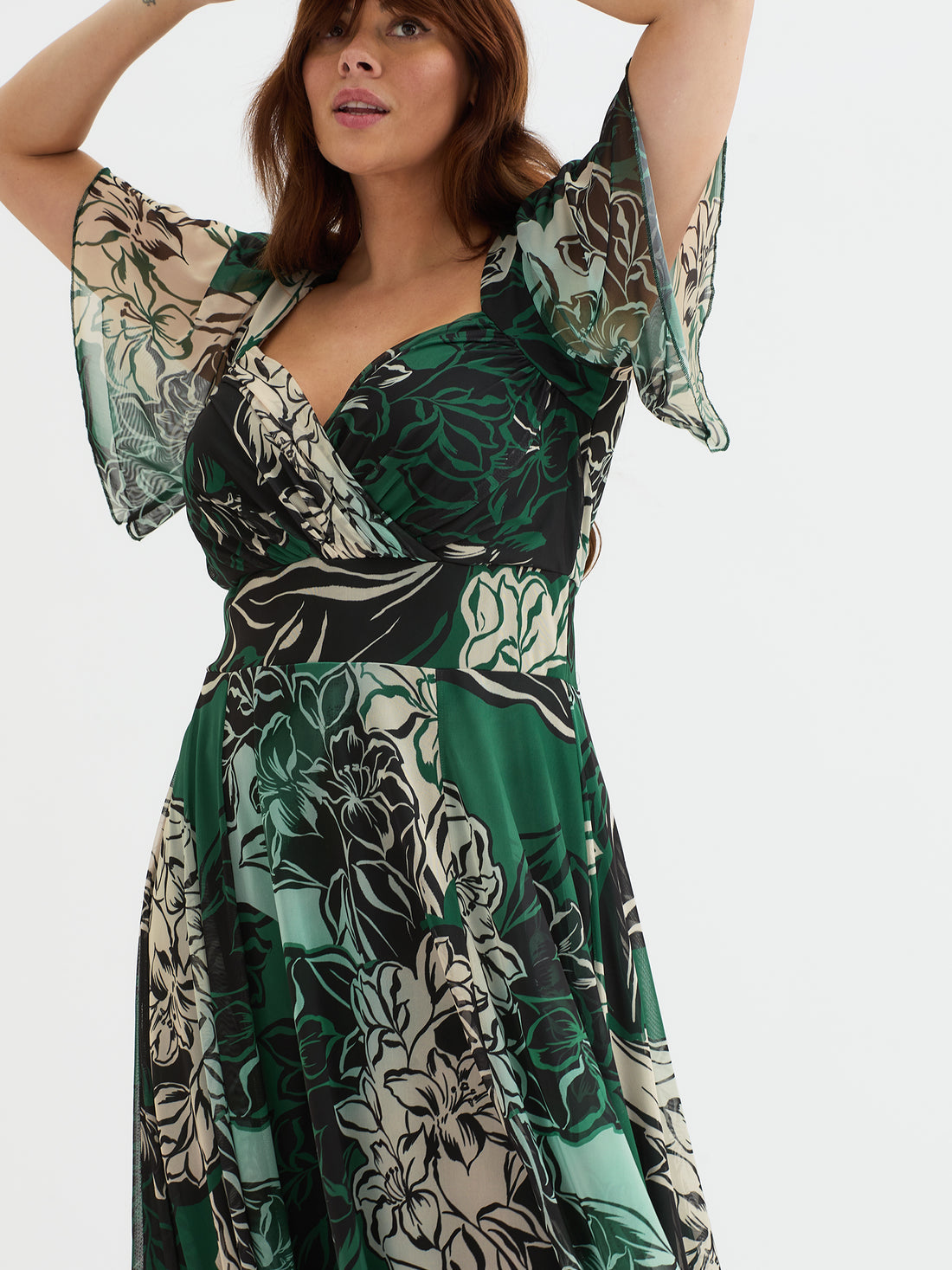 Scarlett & Jo Kemi Green Cream Black Maxi Dress