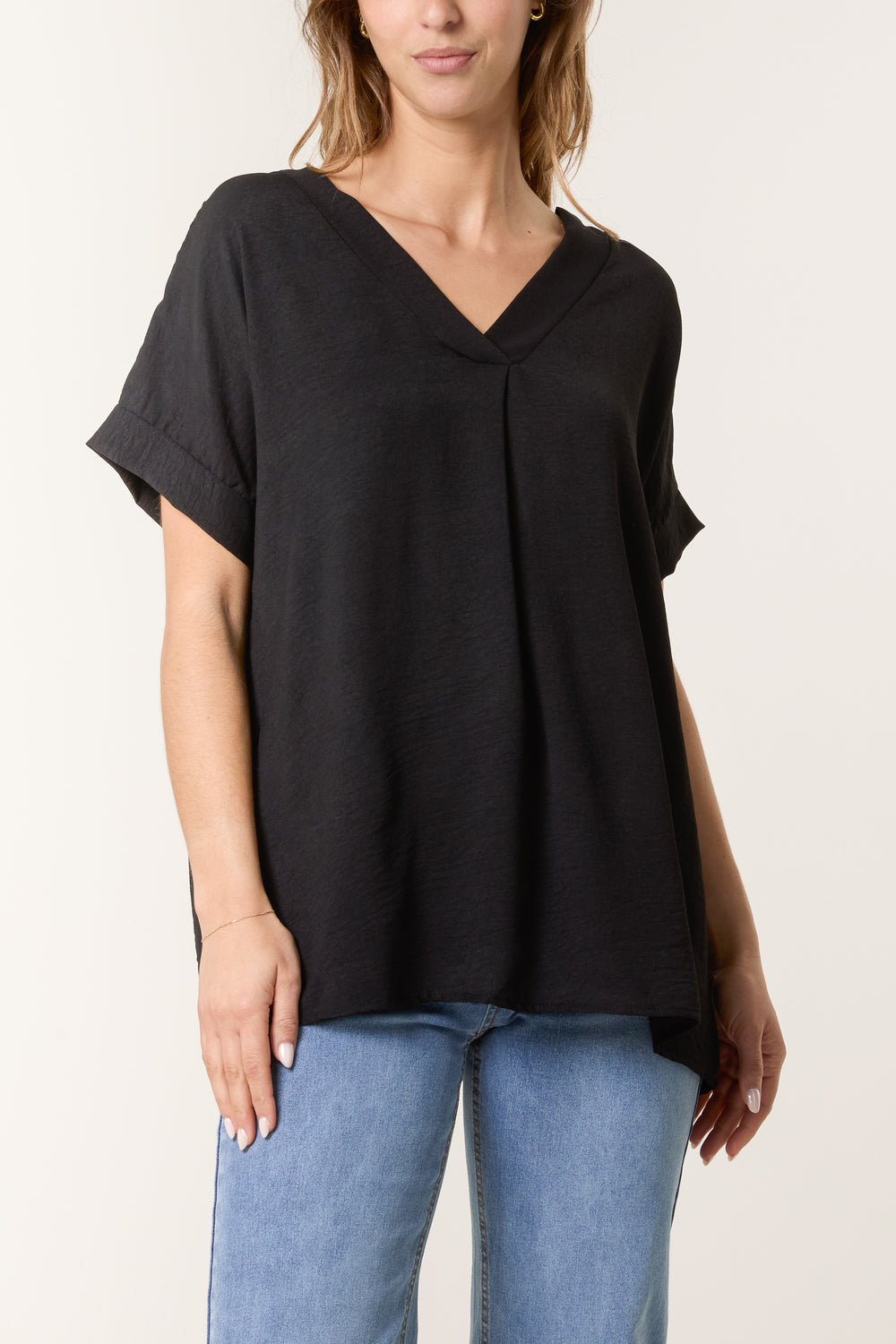 Floaty V Neck Short Sleeve Top