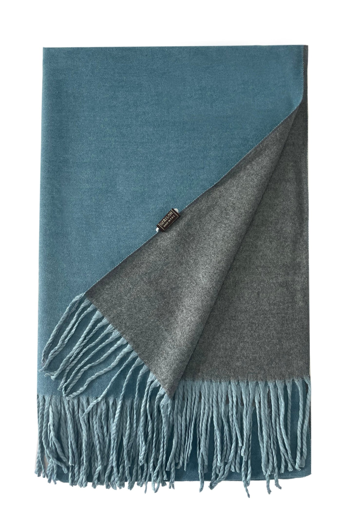 Two Tone Reversible Plain Tassel Scarf