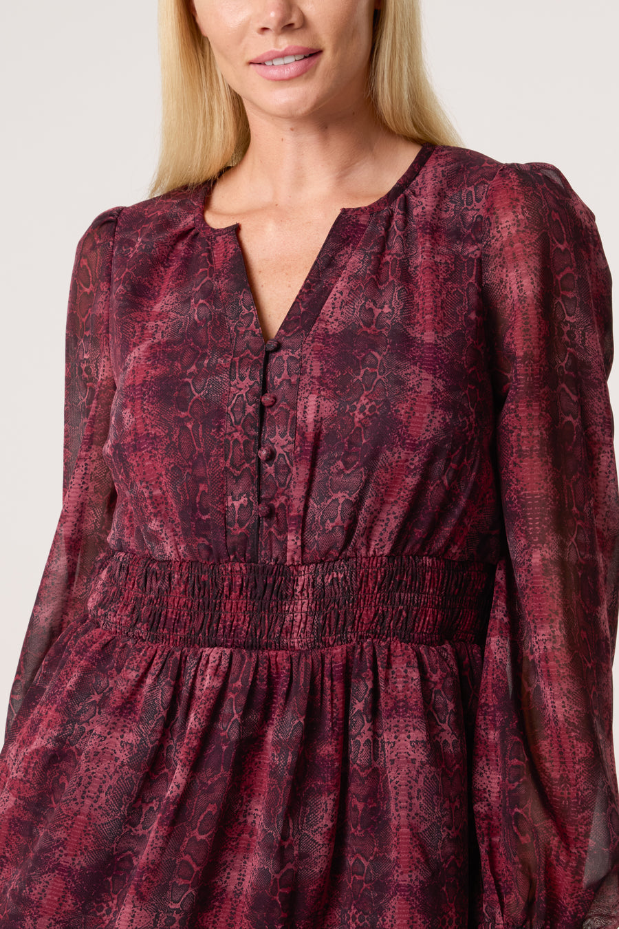 Snake Print Elasticated Waist Mini Dress