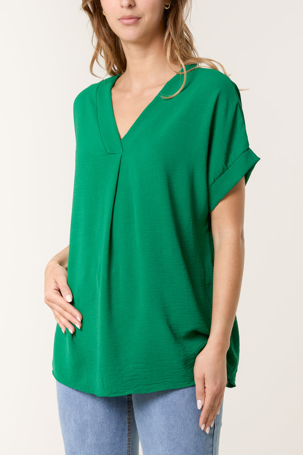 Floaty V Neck Short Sleeve Top