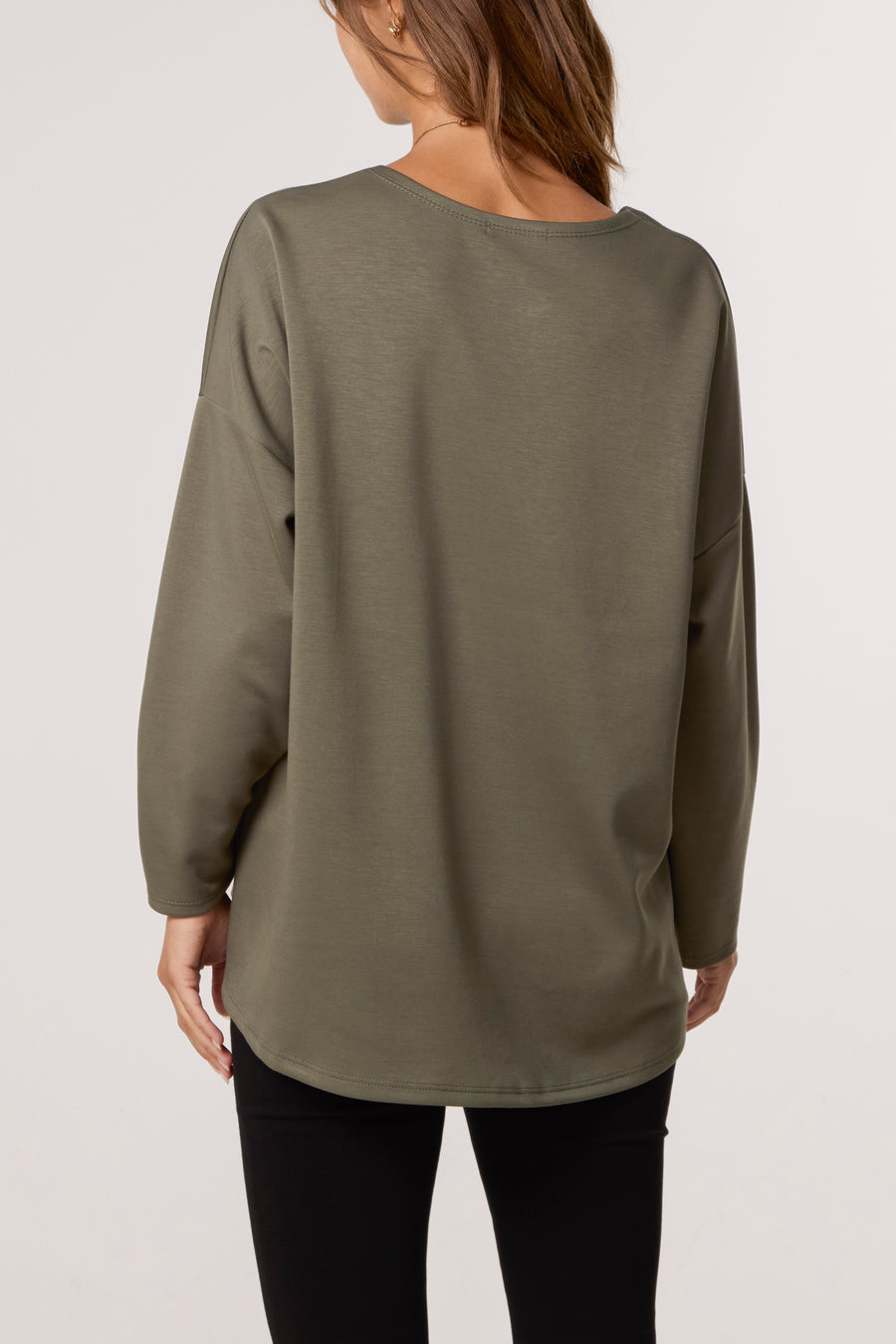 Soft Touch Plain Sweatshirt With Necklace