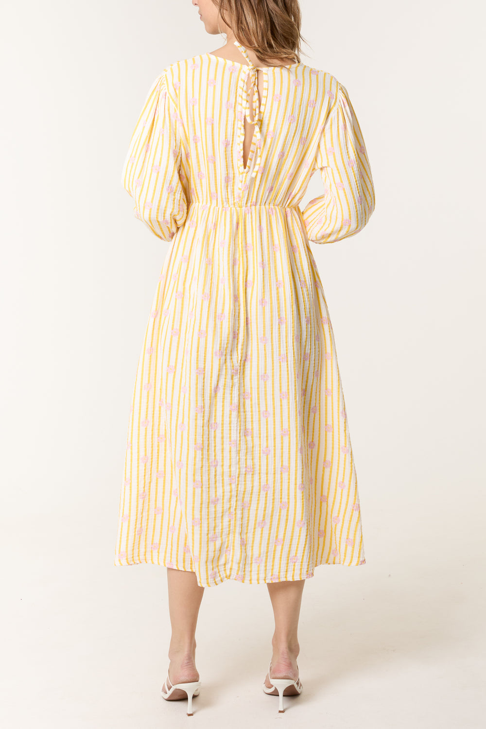 Daisy Stripe Cheesecloth Midi Dress