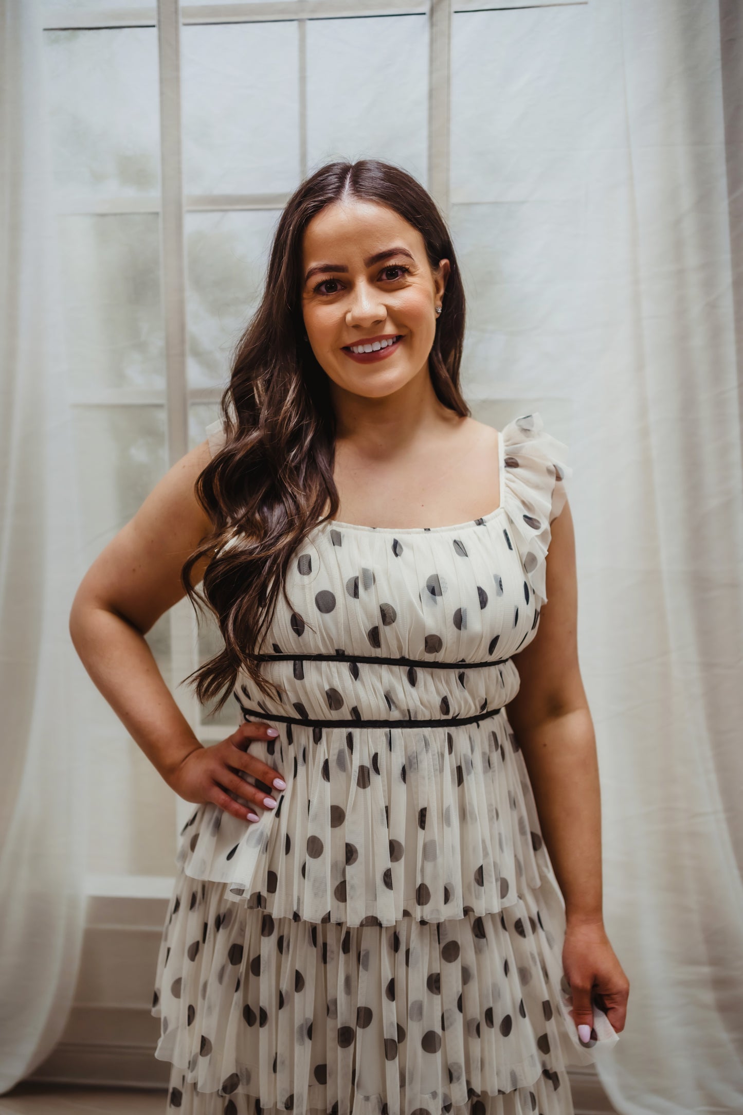 Anaya Polka Dot Tiered Midaxi Dress