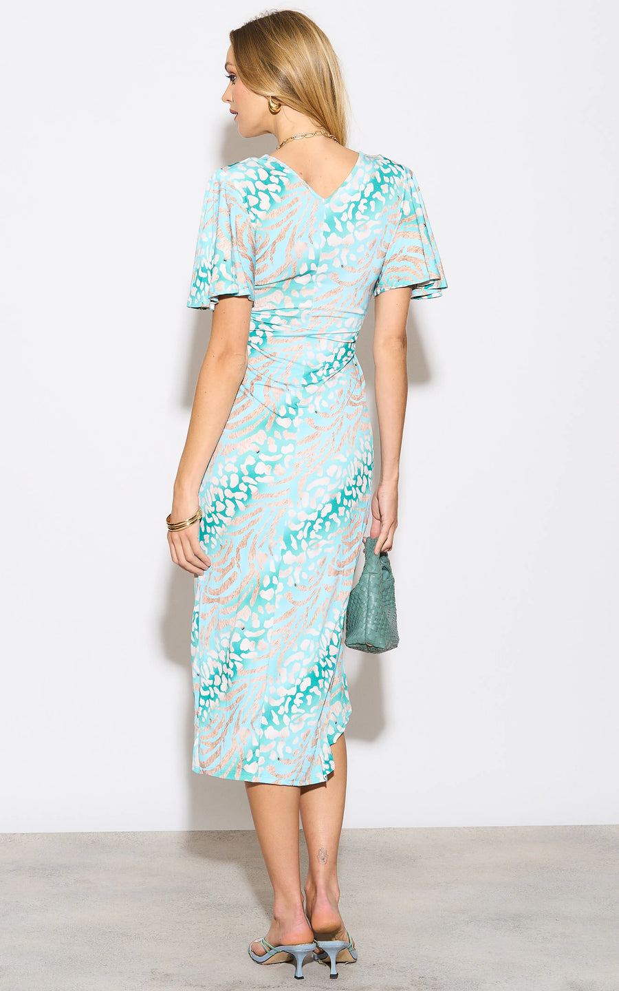 Mint Animal Print Wrap Style Dress