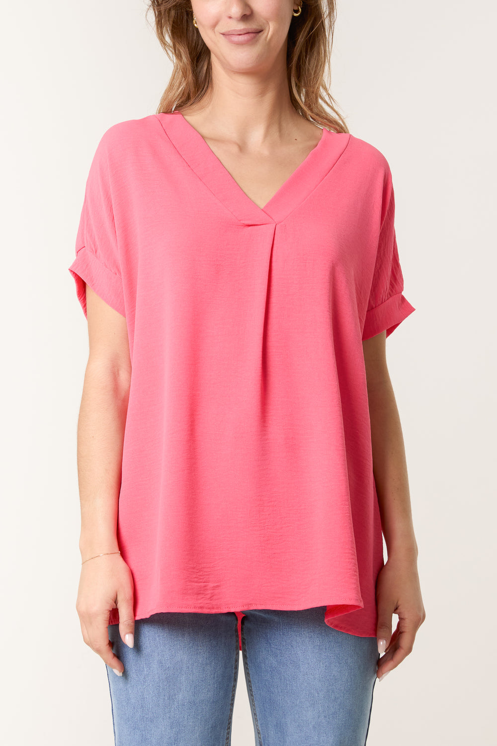 Floaty V Neck Short Sleeve Top
