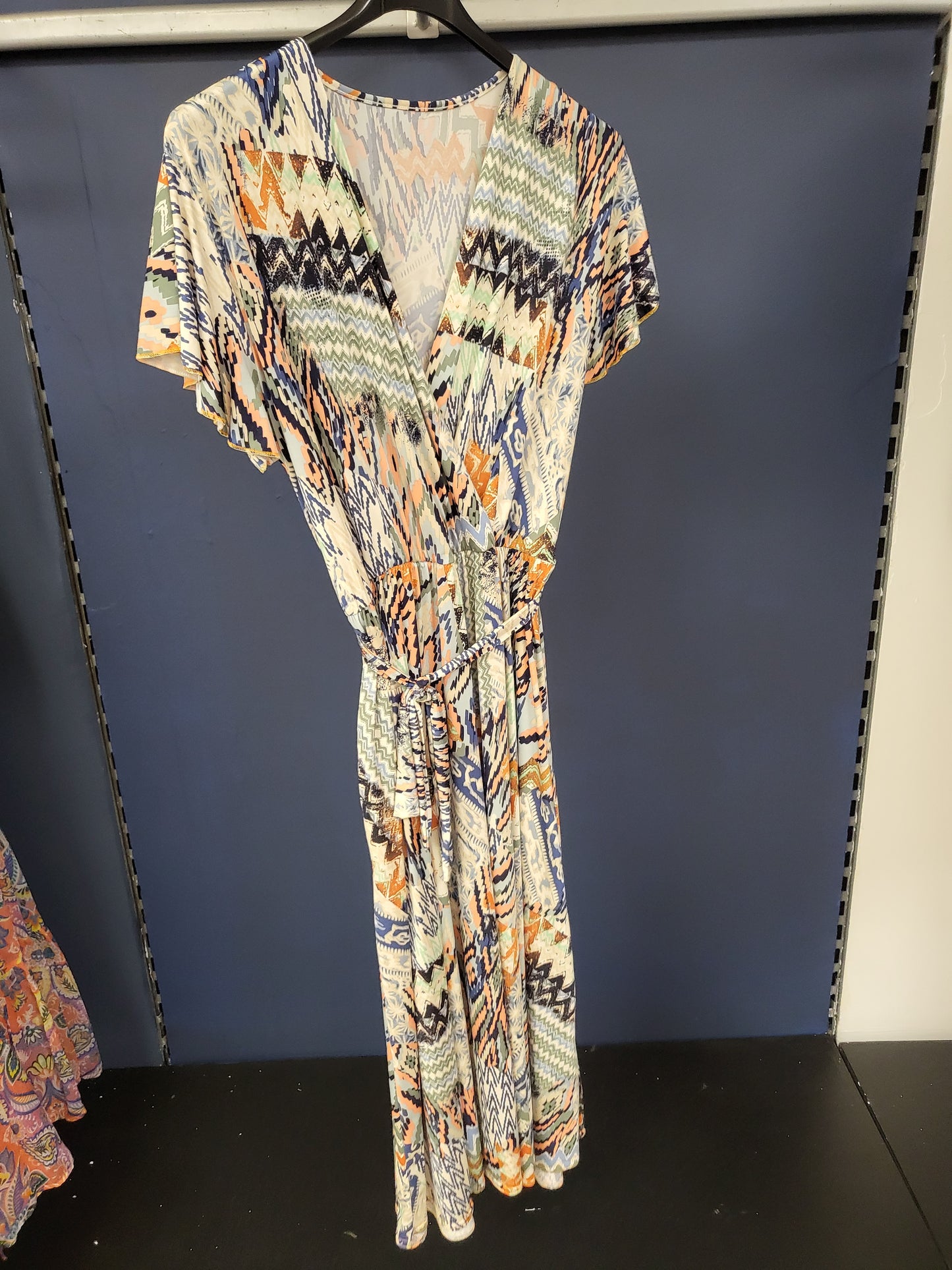 Short Sleeve Wrap Dress with Pockets