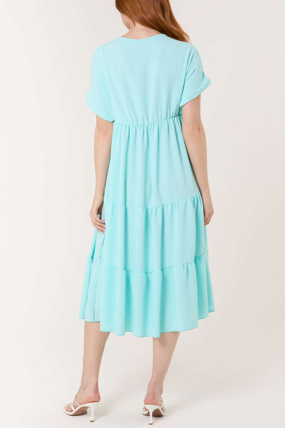 V-Neck Tiered Midi Dress