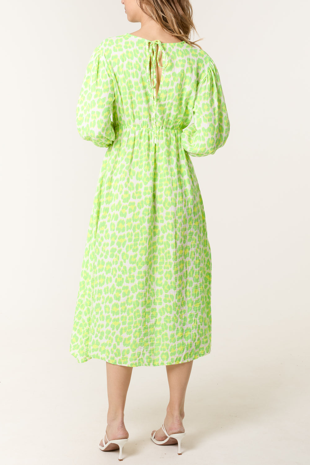 Leopard Cheesecloth Midi Dress