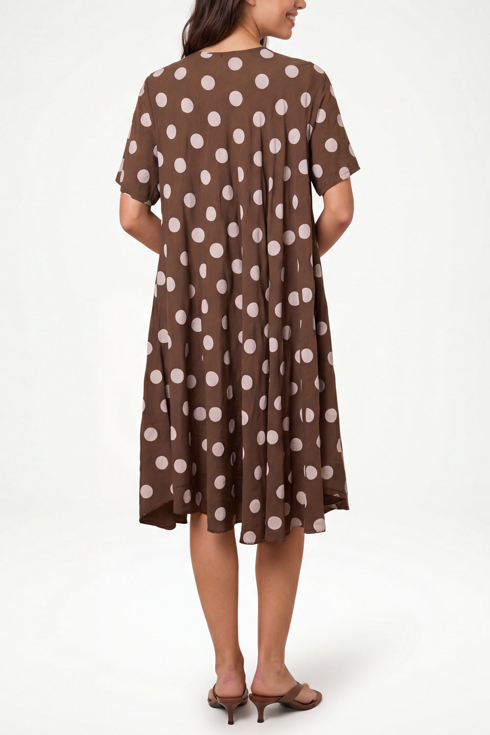 Polka Dot Short Sleeve Midi Dress
