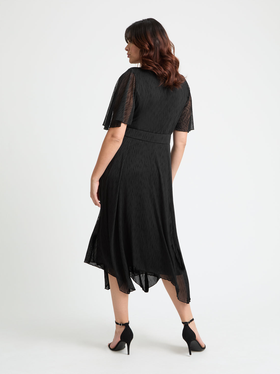 Scarlett & Jo Julie Black Graphic Velvet Flock Hank Hem Dress
