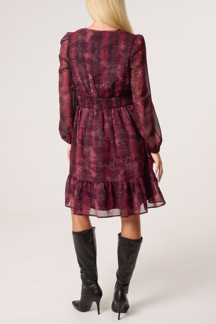 Snake Print Elasticated Waist Mini Dress