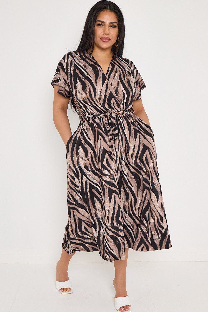 Short Sleeve Wrap Dress with Pockets