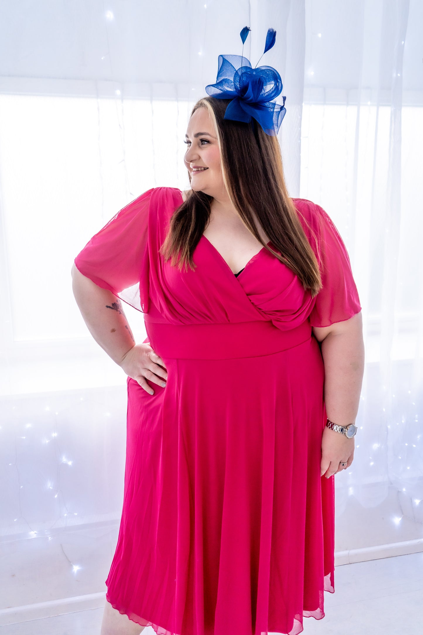 Scarlett & Jo Victoria Cerise Pink Midi Dress