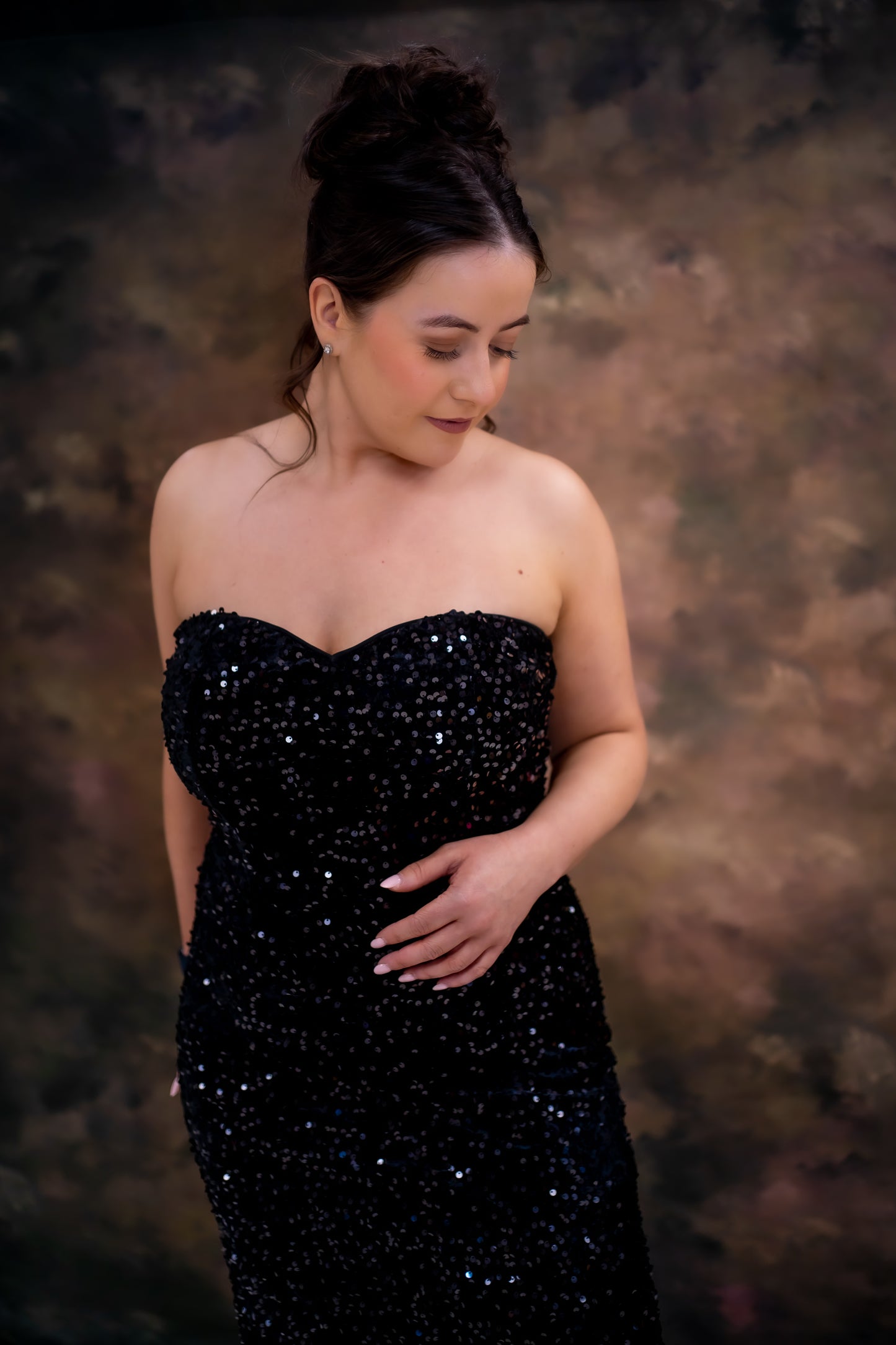 Maya Black Embellished Velvet Bandeau Maxi Dress