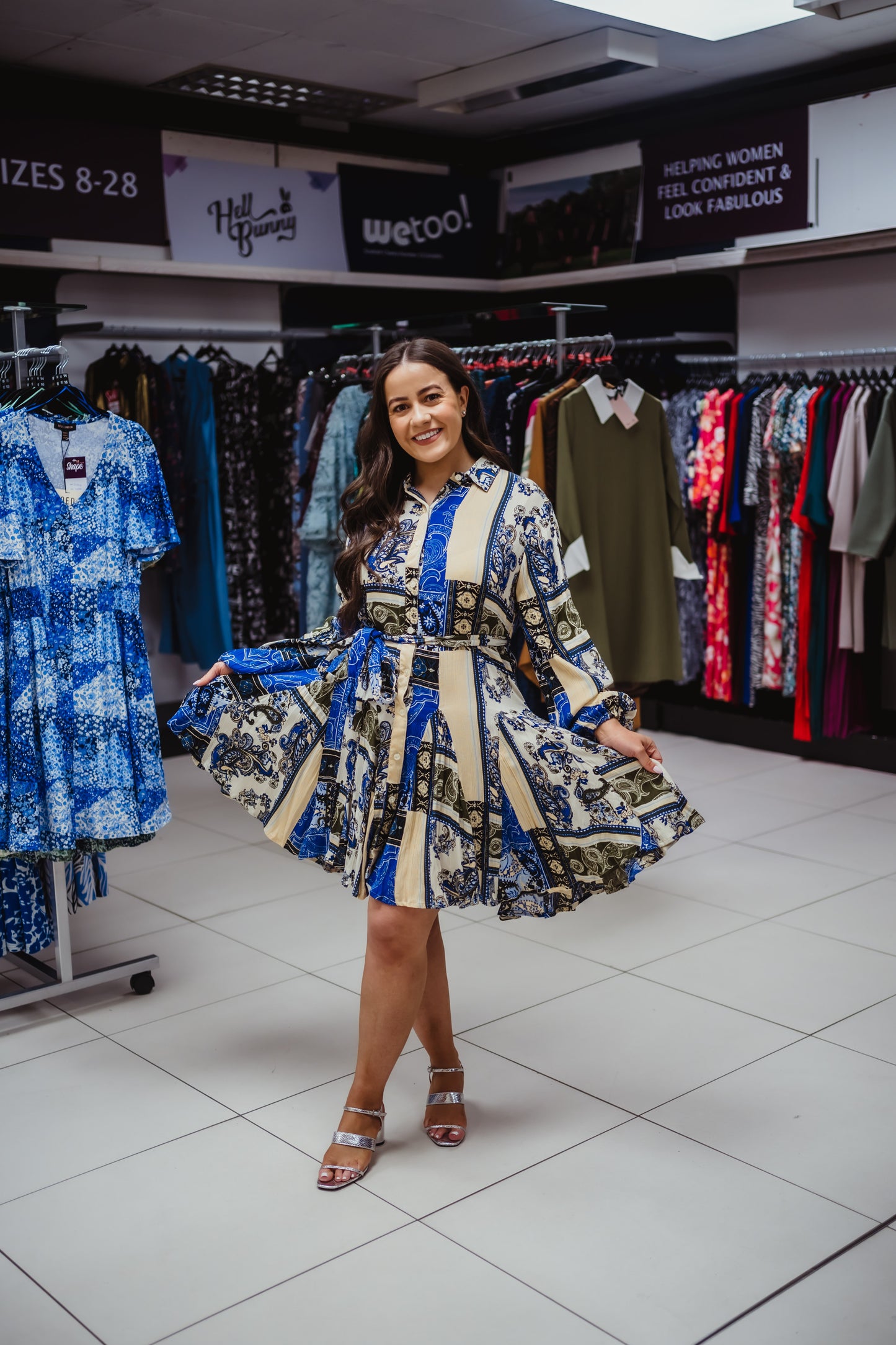 Patchwork Godet Shirt Dress