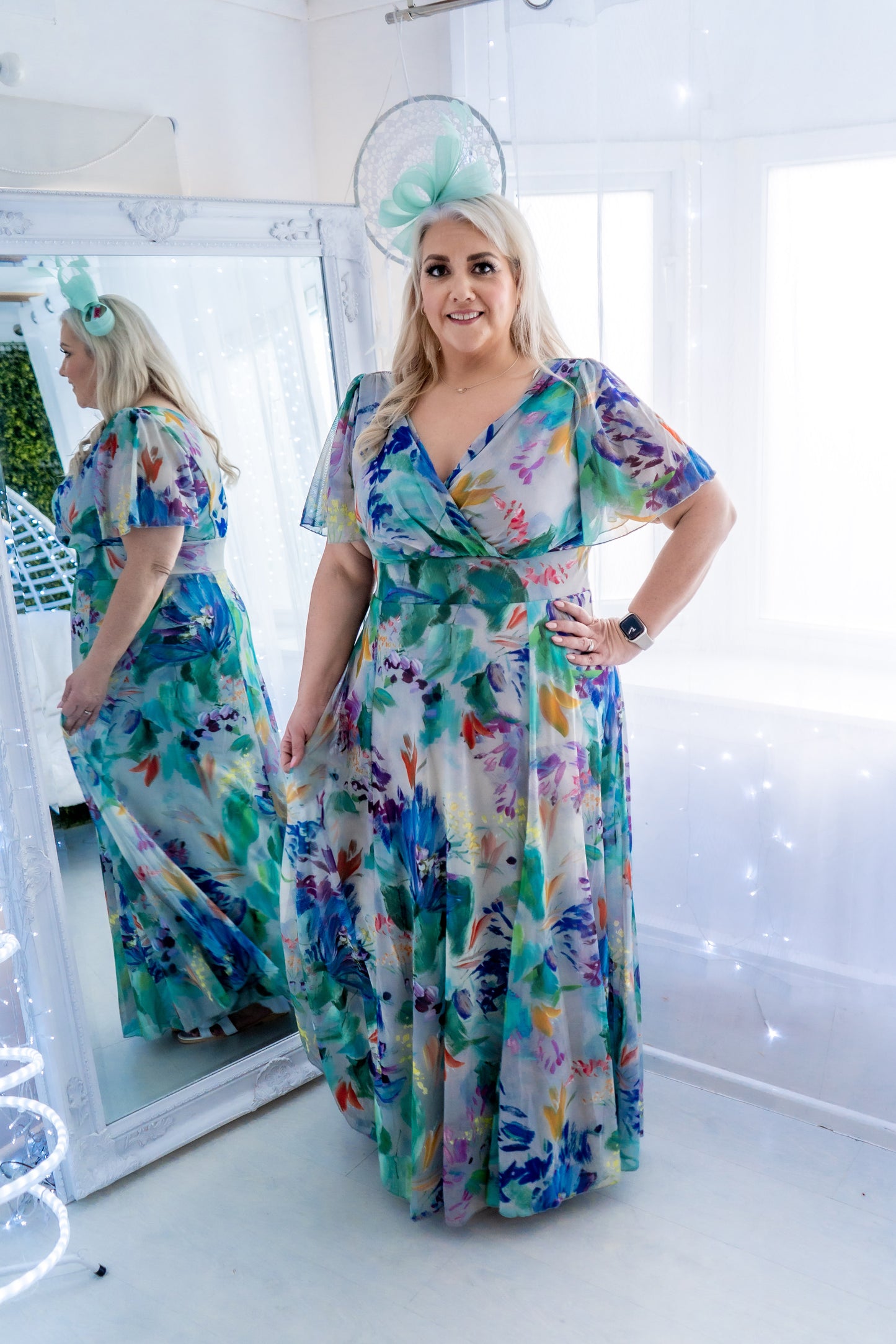 Scarlett & Jo Isabelle Green Blue Maxi Dress