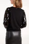Sequin Sleeve Fine Knit Jumper
