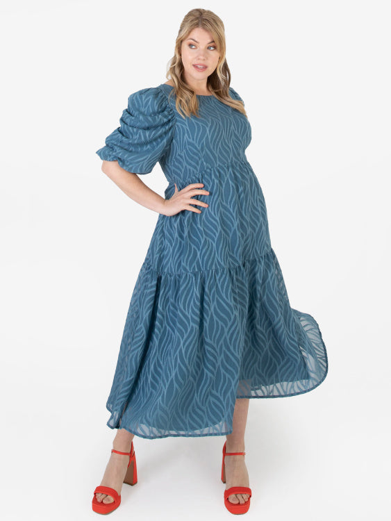 Lovedrobe Textured Midi Dress with Keyhole Back