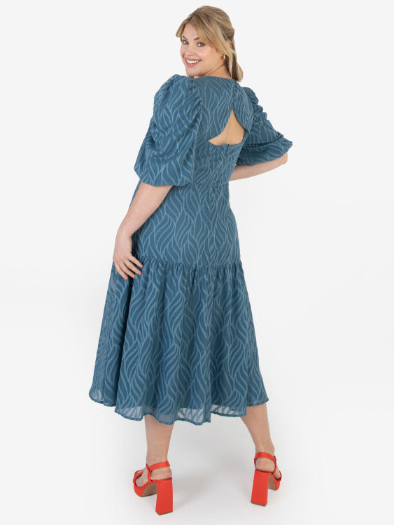 Lovedrobe Textured Midi Dress with Keyhole Back