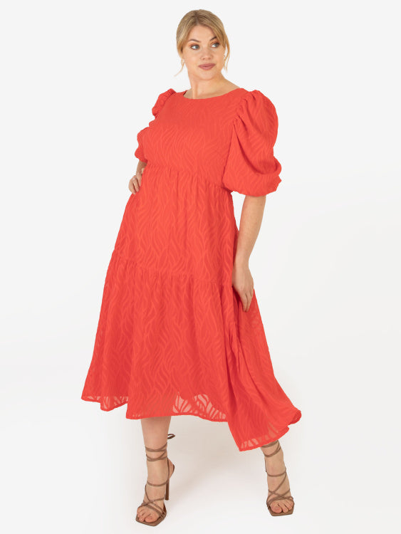 Lovedrobe Textured Midi Dress with Keyhole Back