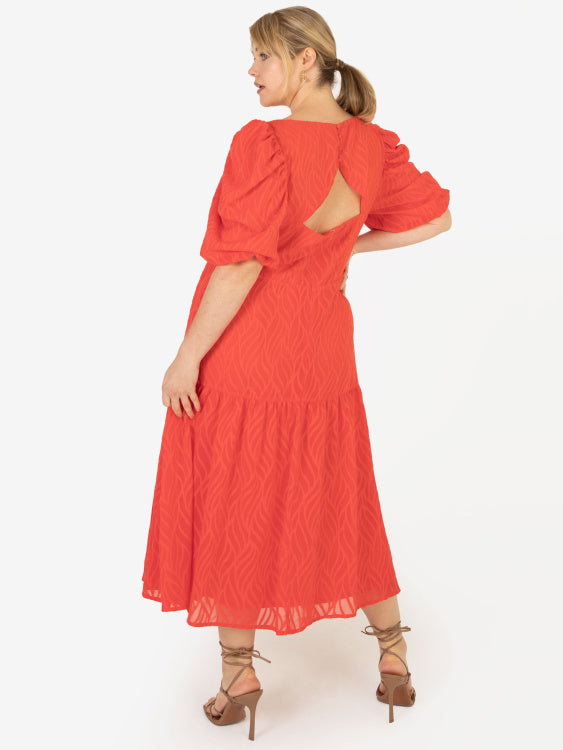 Lovedrobe Textured Midi Dress with Keyhole Back