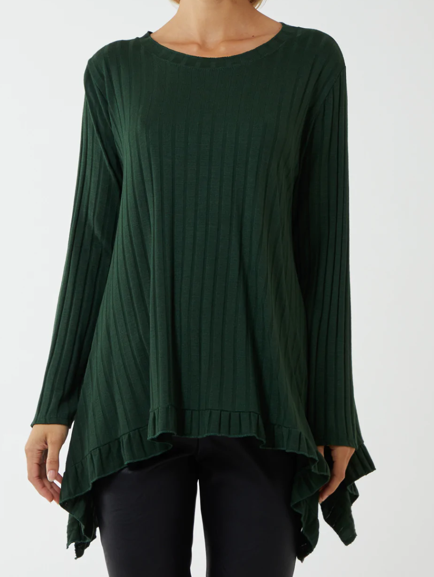 Oversized Dipped Hem Ribbed Jumper